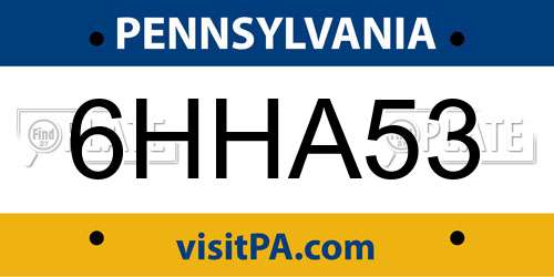 6HHA53 Pennsylvania License Plate