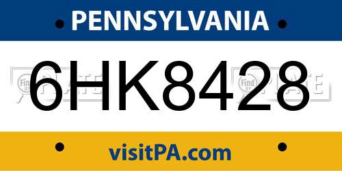 6HK8428 Pennsylvania License Plate