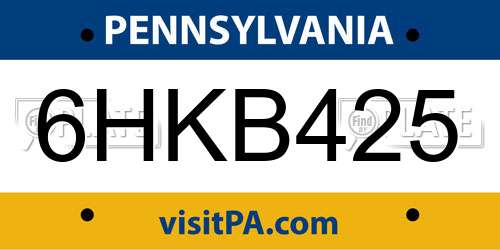 6HKB425 Pennsylvania License Plate
