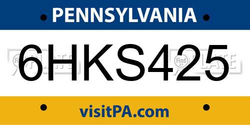 6HKS425 Pennsylvania License Plate