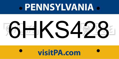 6HKS428 Pennsylvania License Plate
