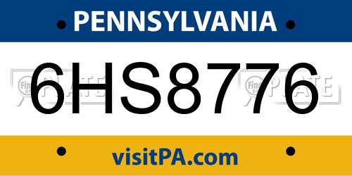 6HS8776 Pennsylvania License Plate