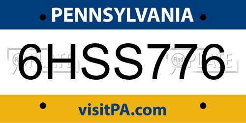 6HSS776 Pennsylvania License Plate
