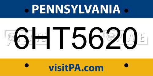 6HT5620 Pennsylvania License Plate
