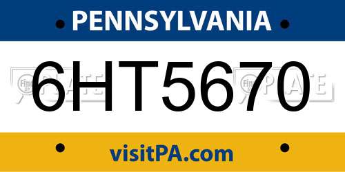 6HT5670 Pennsylvania License Plate