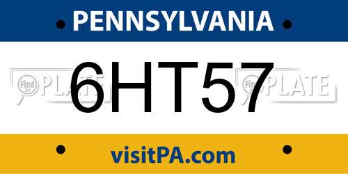 6HT57 Pennsylvania License Plate