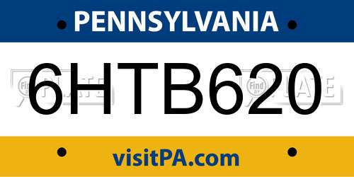 6HTB620 Pennsylvania License Plate