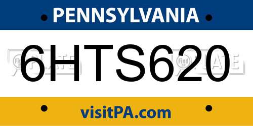 6HTS620 Pennsylvania License Plate