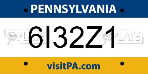 6I32Z1 Pennsylvania License Plate