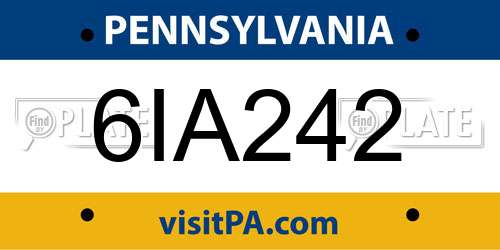 6IA242 Pennsylvania License Plate