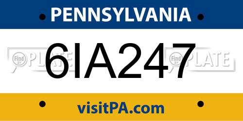 6IA247 Pennsylvania License Plate
