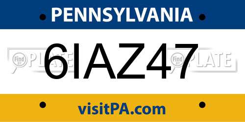 6IAZ47 Pennsylvania License Plate