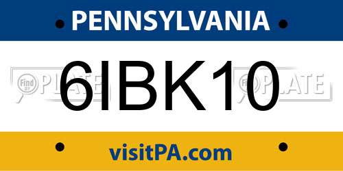 6IBK10 Pennsylvania License Plate