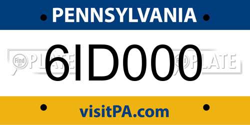 6ID000 Pennsylvania License Plate