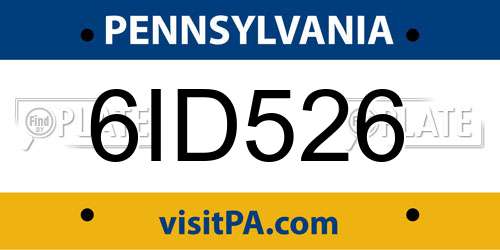 6ID526 Pennsylvania License Plate