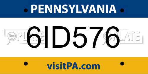 6ID576 Pennsylvania License Plate