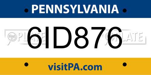 6ID876 Pennsylvania License Plate