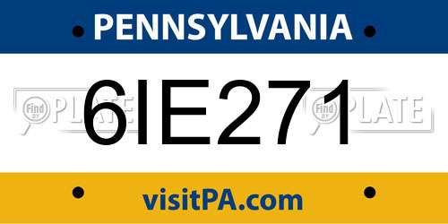 6IE271 Pennsylvania License Plate