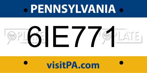 6IE771 Pennsylvania License Plate