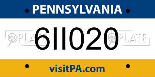 6II020 Pennsylvania License Plate