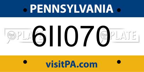 6II070 Pennsylvania License Plate