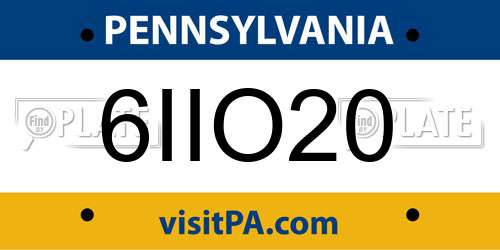 6IIO20 Pennsylvania License Plate
