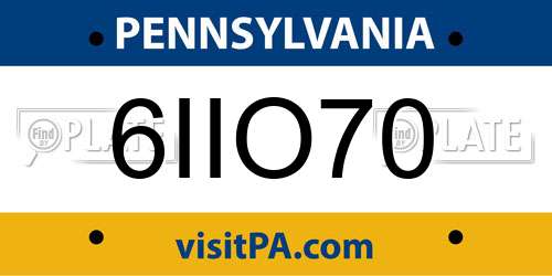 6IIO70 Pennsylvania License Plate