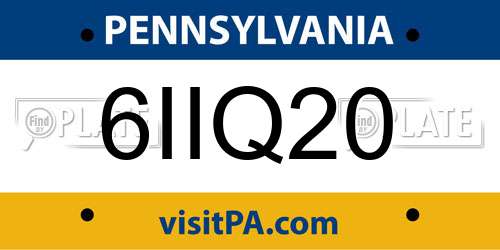 6IIQ20 Pennsylvania License Plate