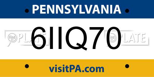 6IIQ70 Pennsylvania License Plate