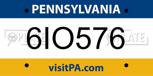 6IO576 Pennsylvania License Plate