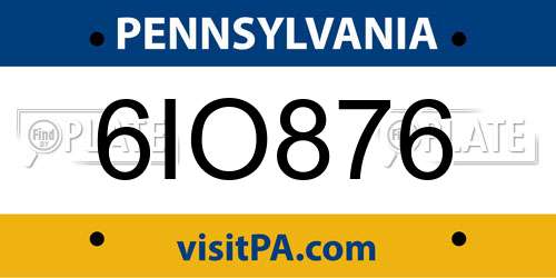 6IO876 Pennsylvania License Plate