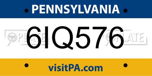 6IQ576 Pennsylvania License Plate