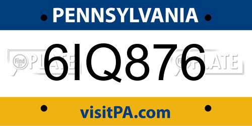 6IQ876 Pennsylvania License Plate