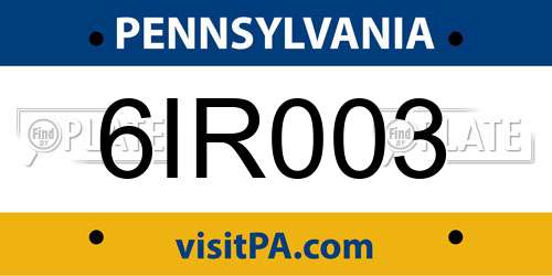 6IR003 Pennsylvania License Plate