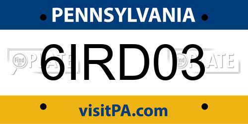 6IRD03 Pennsylvania License Plate