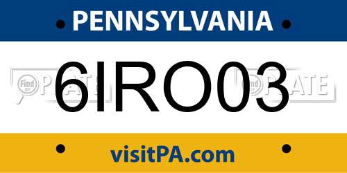 6IRO03 Pennsylvania License Plate