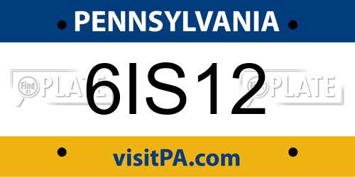 6IS12 Pennsylvania License Plate