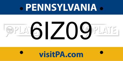 6IZ09 Pennsylvania License Plate