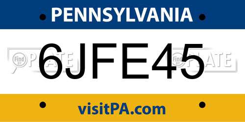 6JFE45 Pennsylvania License Plate