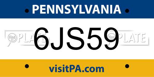 6JS59 Pennsylvania License Plate