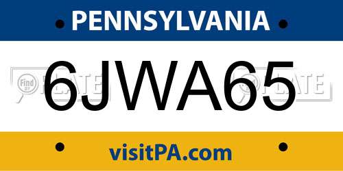6JWA65 Pennsylvania License Plate