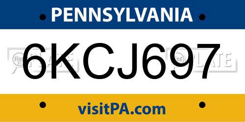 6KCJ697 Pennsylvania License Plate