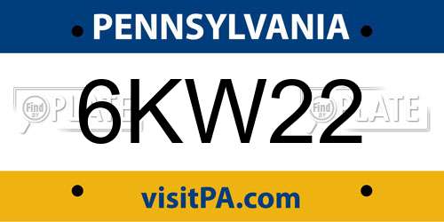 6KW22 Pennsylvania License Plate