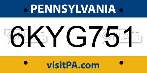 6KYG751 Pennsylvania License Plate