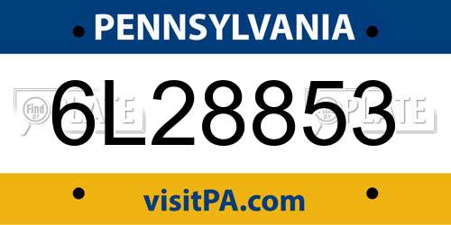 6L28853 Pennsylvania License Plate