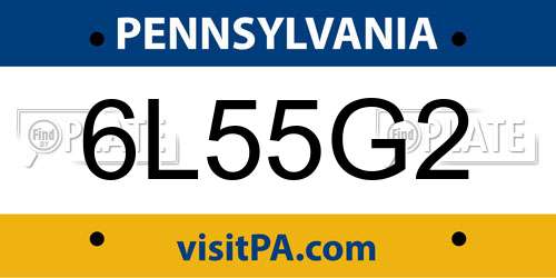 6L55G2 Pennsylvania License Plate