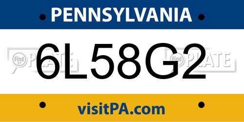 6L58G2 Pennsylvania License Plate