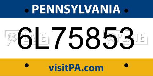 6L75853 Pennsylvania License Plate