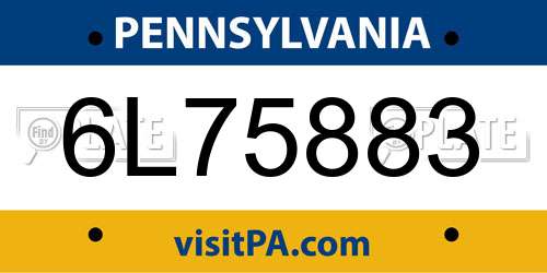 6L75883 Pennsylvania License Plate