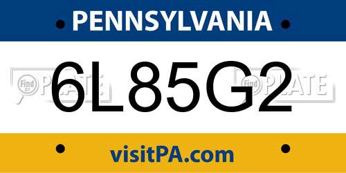 6L85G2 Pennsylvania License Plate